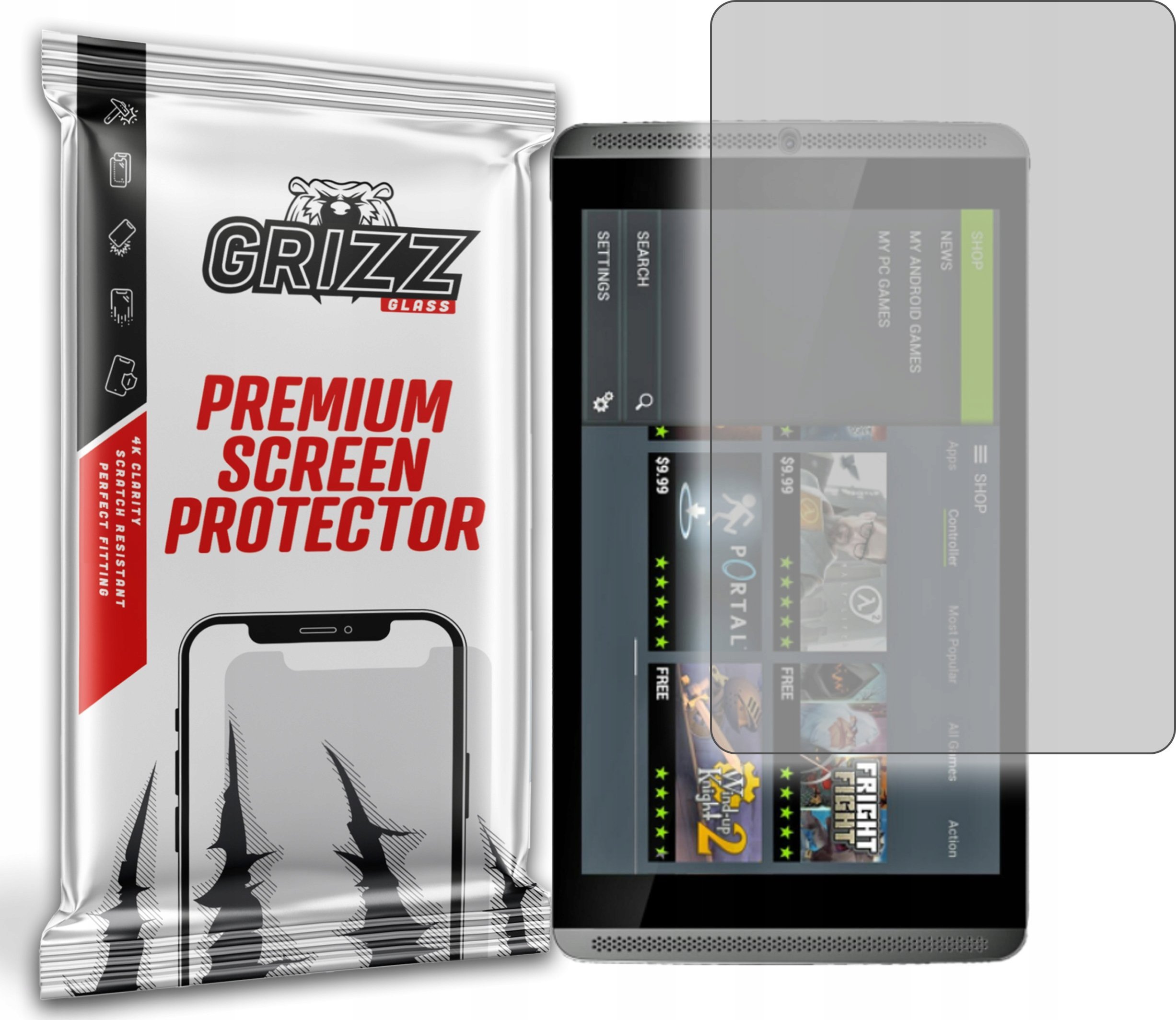 Film mbrojtës mat GrizzGlass për Nvidia SHIELD Tablet, anti shkëlqim, transparencë e lartë