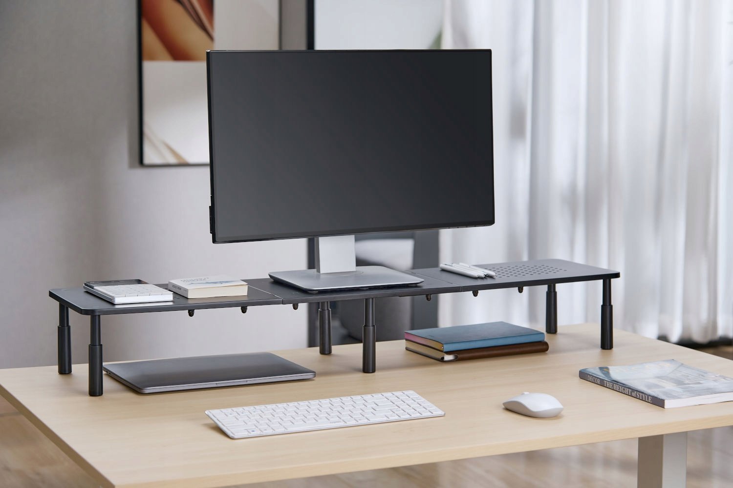 Stand tavoline Mozos SPM2, gjerësi 99 cm, mbajtje deri 20 kg, i zi