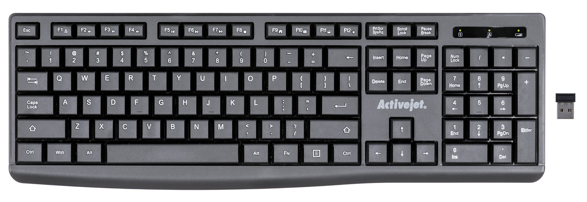 Бежична тастатура Activejet K-3803SW, 1x AAA, црна