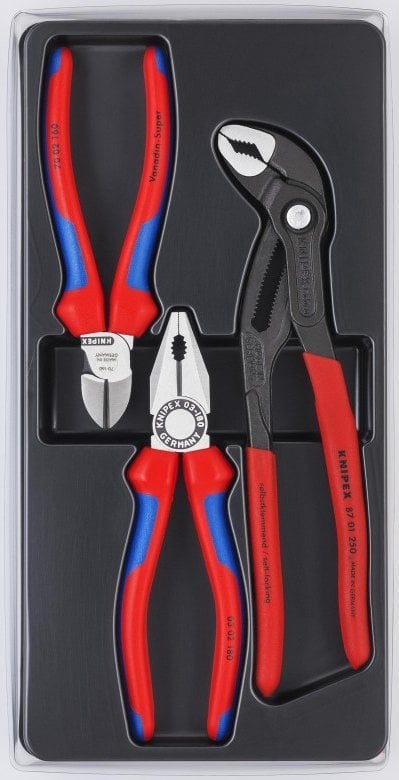 Set darash Knipex 3 Piece Professional Bestseller, 3 copë, doreza plastike, shumëngjyrëshe