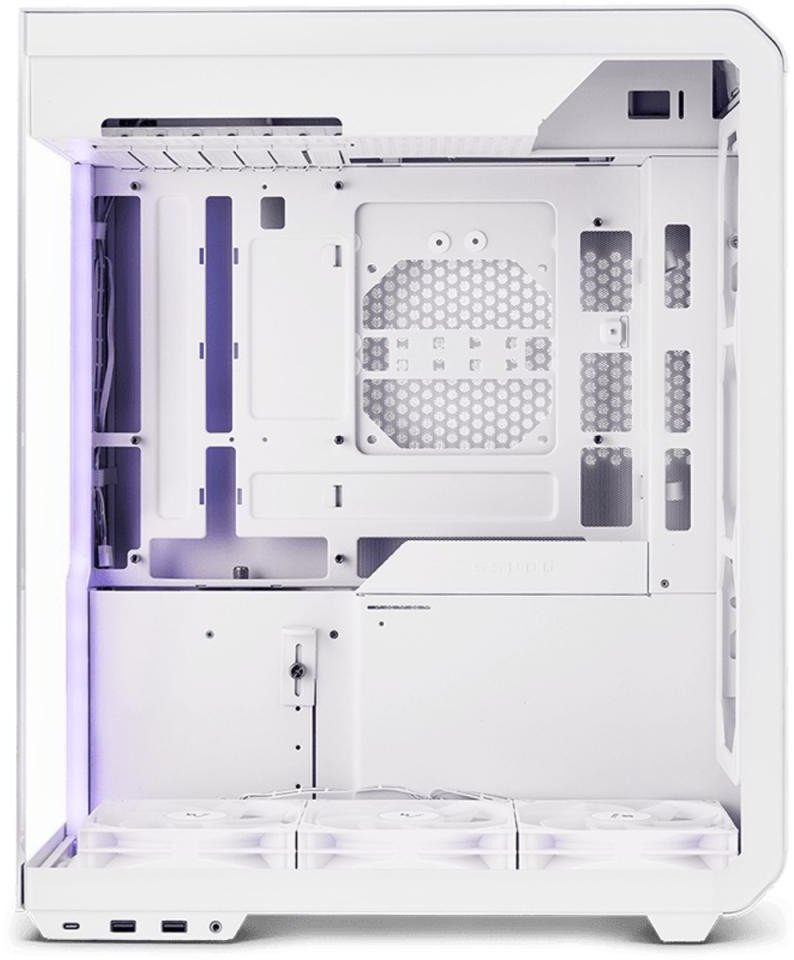 Kuti gaming SSUPD XHUTTLE Dual Display MIDI Tower, panoramike, montim vertikal, e bardhë