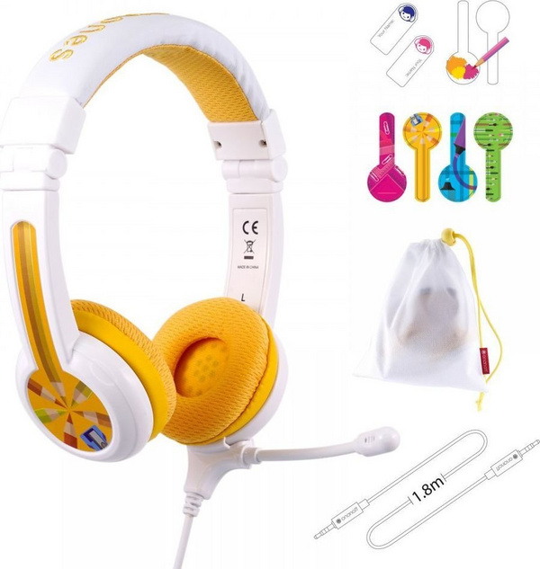 Kufje BuddyPhones School, të verdha / të bardha