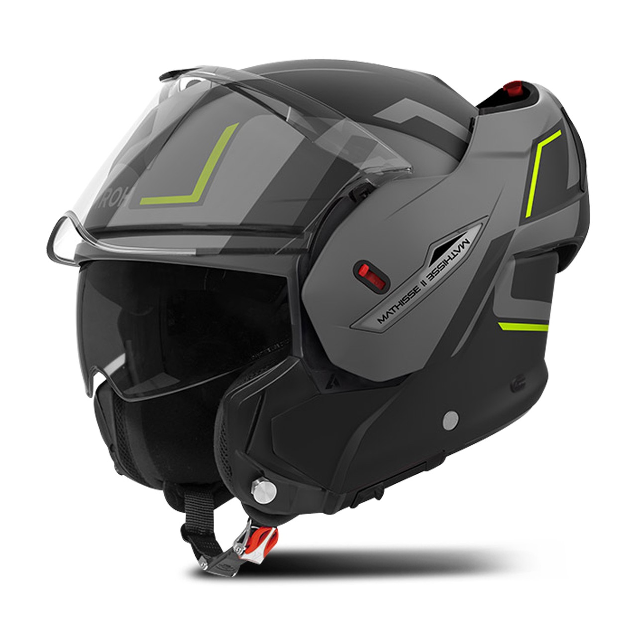 Helmetë modulare Airoh Mathisse II Genius, madhësia XS, e zezë gri e verdhë