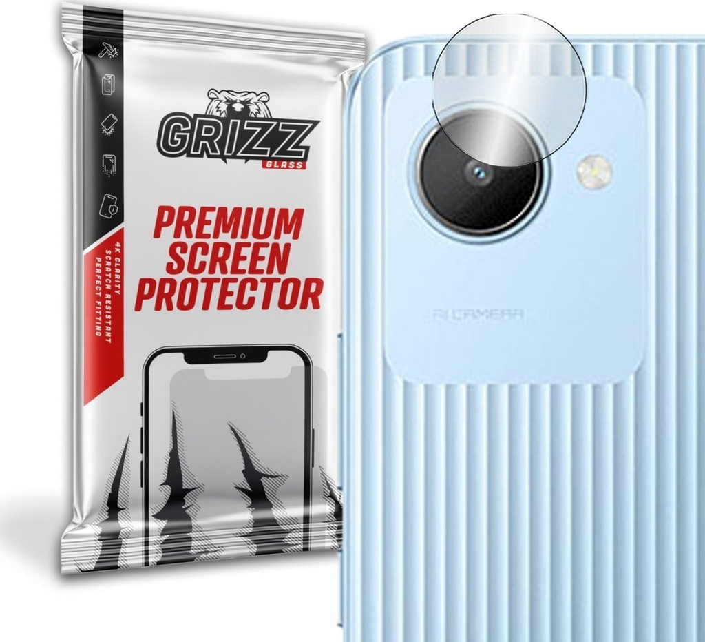 Mbrojtës kamerë GrizzGlass për Realme C30, xham hibrid, transparent