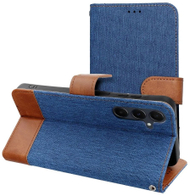 Kapak telefoni Siemens Book Case OEM Jeans për Samsung Galaxy S25 Edge, tip book, me xhepa për karta, blu