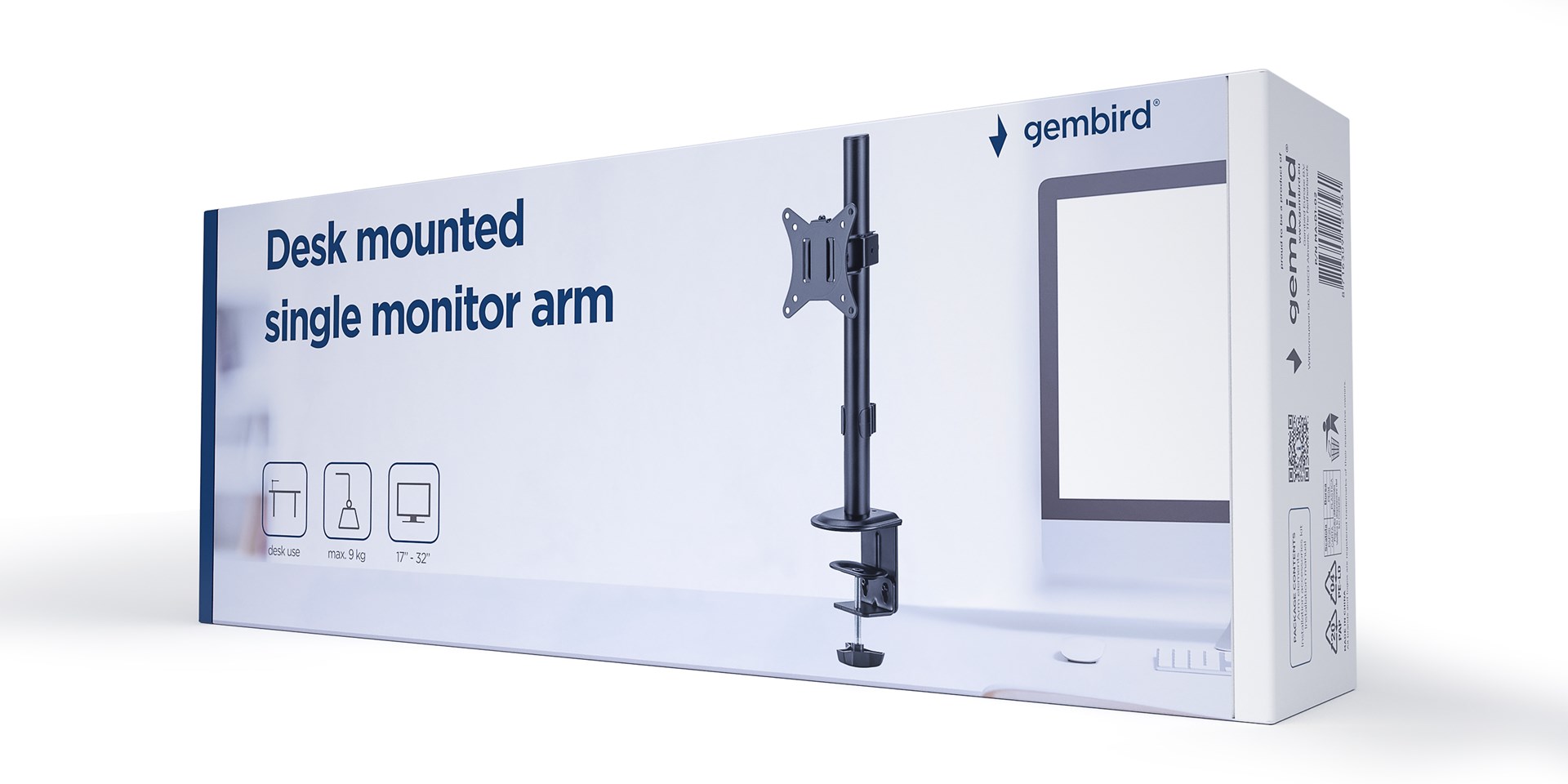 Mbajtëse monitori Gembird MA-D1-02, 17-32", 9kg, e zezë 