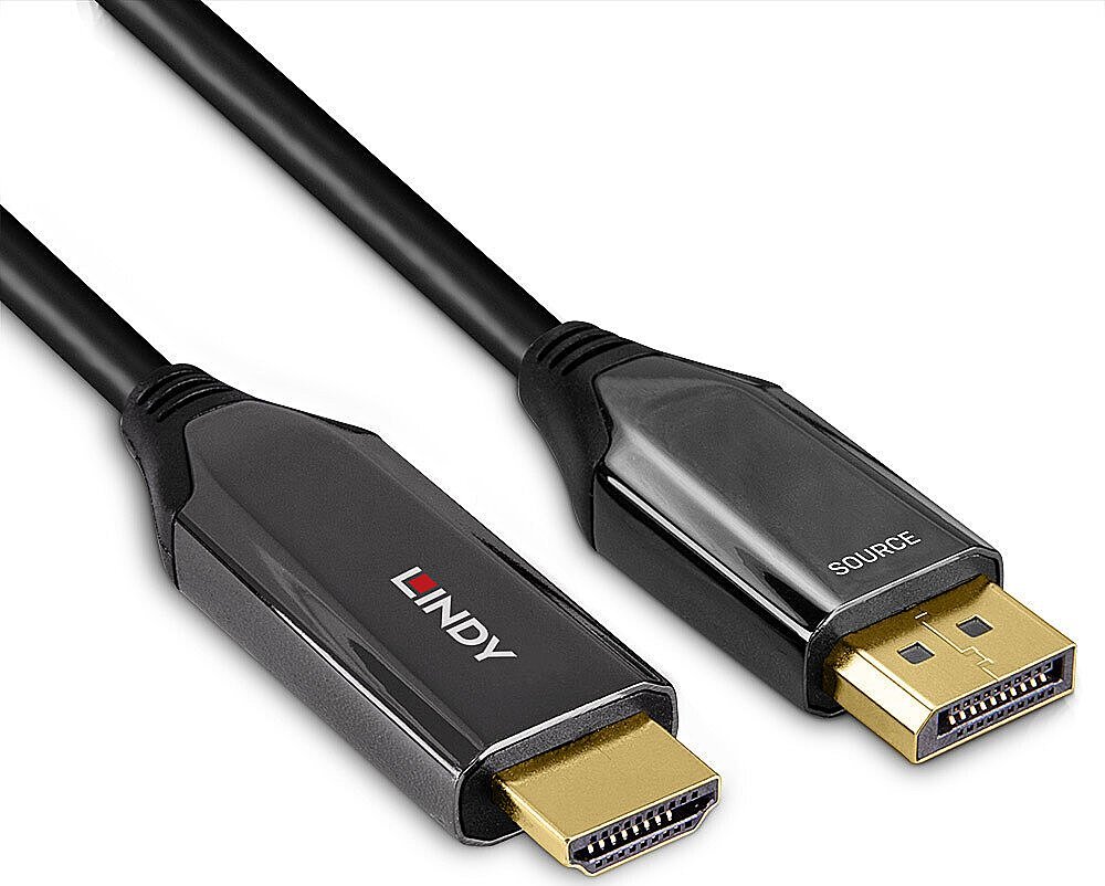 Kabllo Lindy DisplayPort në HDMI, 2m, e zezë