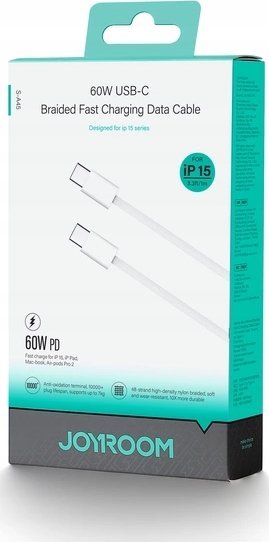 Kabllo USB C Joyroom S-A45 Ben Series, USB C në USB C, 60W, 1m, e bardhë