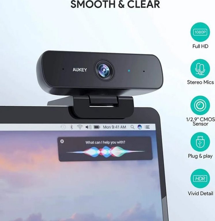 Kamerë web AUKEY Impression, Full HD 1080p, 2MP, USB, e zezë