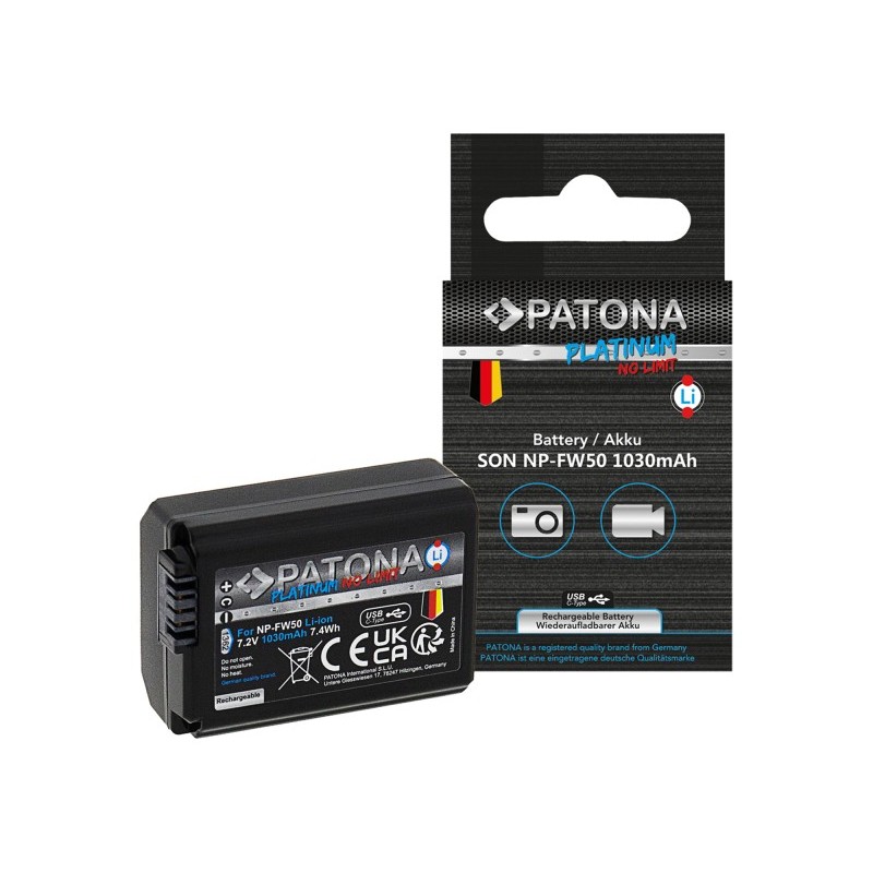 PATONA Platinum Battery with USB-C Input f. Sony NP-FW50