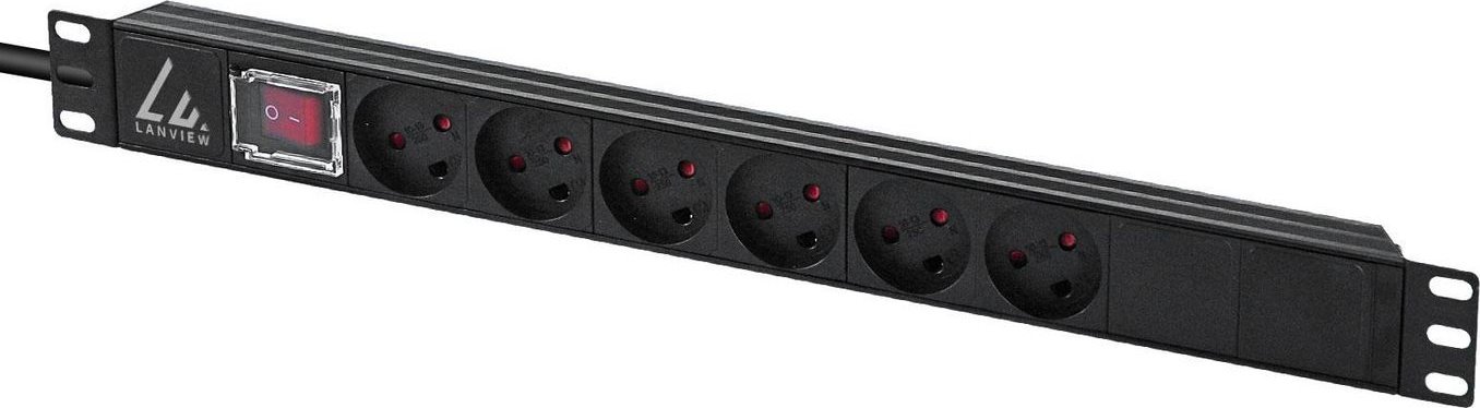 Shirit furnizimi Lanview Rack Mount, 19", për kabinet rack, i zi