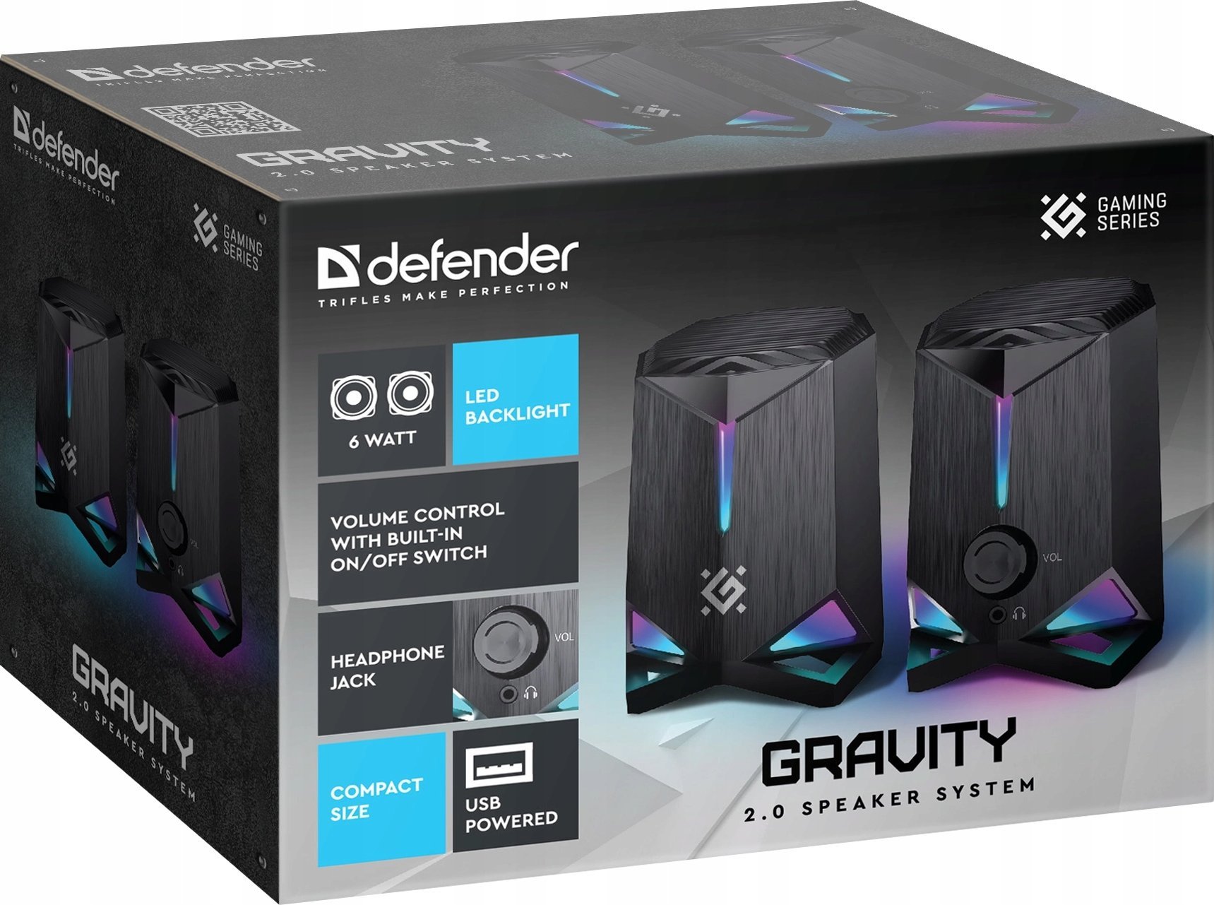 Altoparlantë Defender Gravity 2.0, 6W, USB, me drita LED RGB