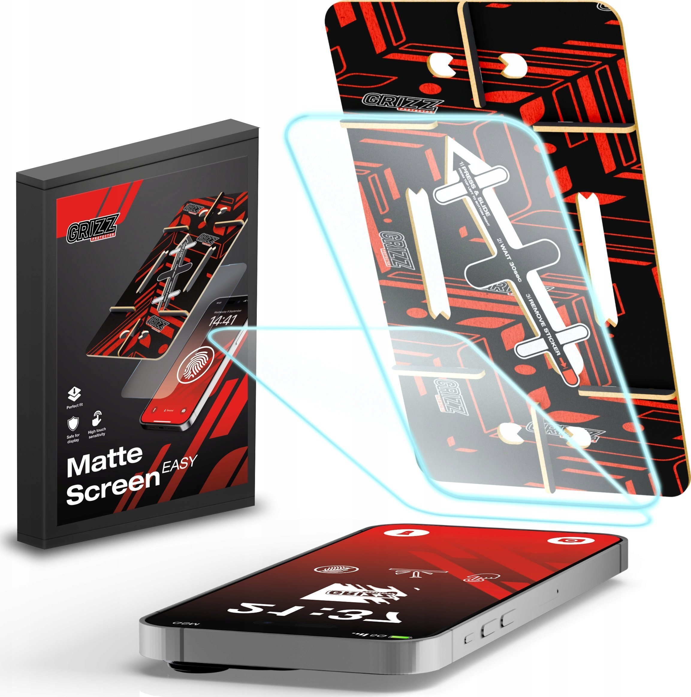 Заштитна фолија Grizz MatteScreen Easy за iPhone 13 Pro Max, 2 парчиња, анти-рефлективна, проѕирна