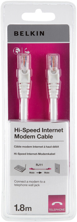 Kabllo Belkin RJ11, e bardhë 1.8 m