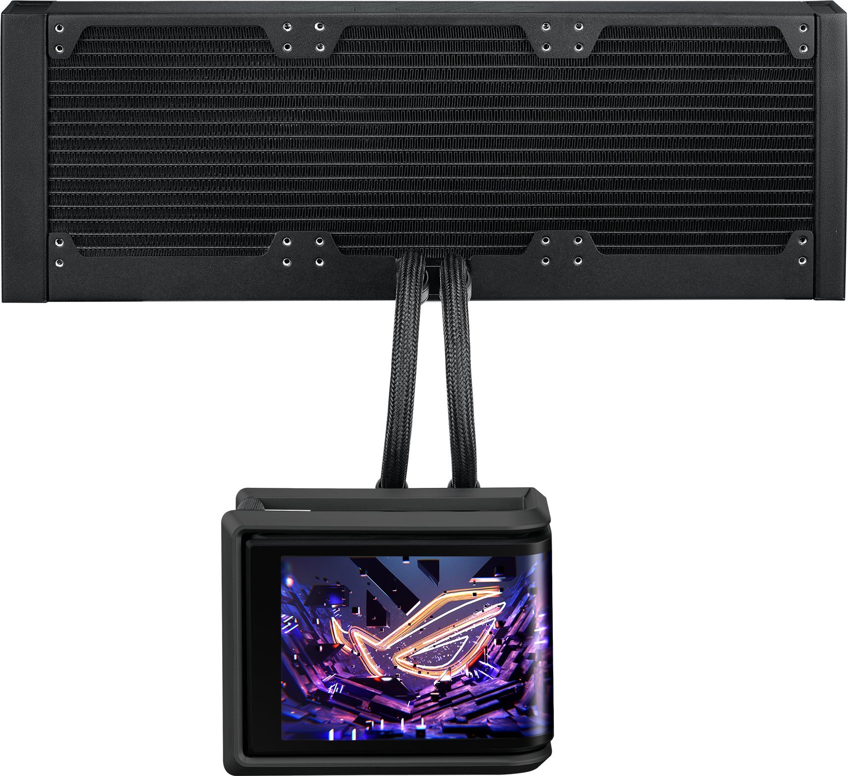 Ftohës likuid AIO për procesor ASUS ROG Ryuo IV SLC 360 ARGB, 360mm, ekran 6.67" AMOLED, i zi
