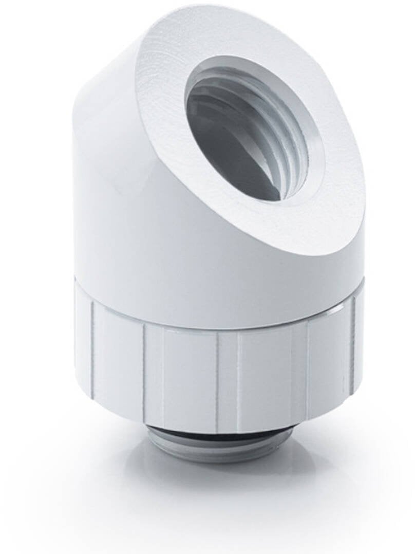 Zgjatim rrotullues 45° për ftohje me ujë Bitspower Artemis, Arctic White, i bardhë