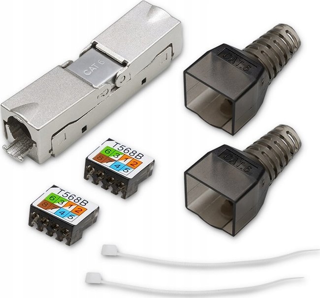 Prizë RJ45 Qoltec 54540, CAT6 STP, toolless, gri