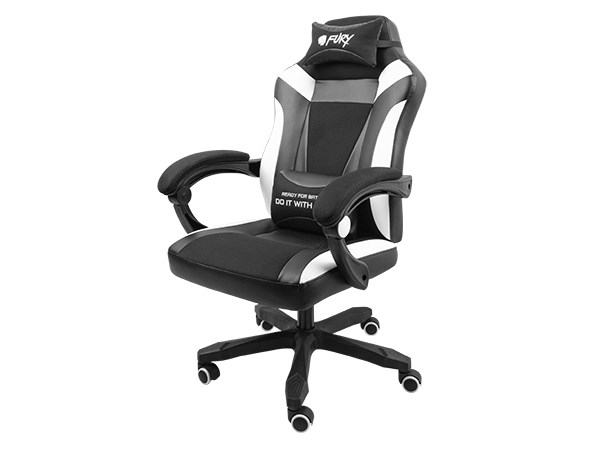 Karrige lojërash Fury Avenger M+, 150 kg, e zezë/e bardhë