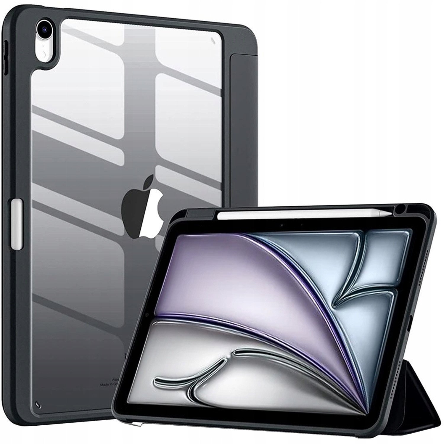 Mbështjellës për tablet Hard Crystal për Apple iPad Air 11 Gen 6 2024, 11", funksion sleep wake, i zi