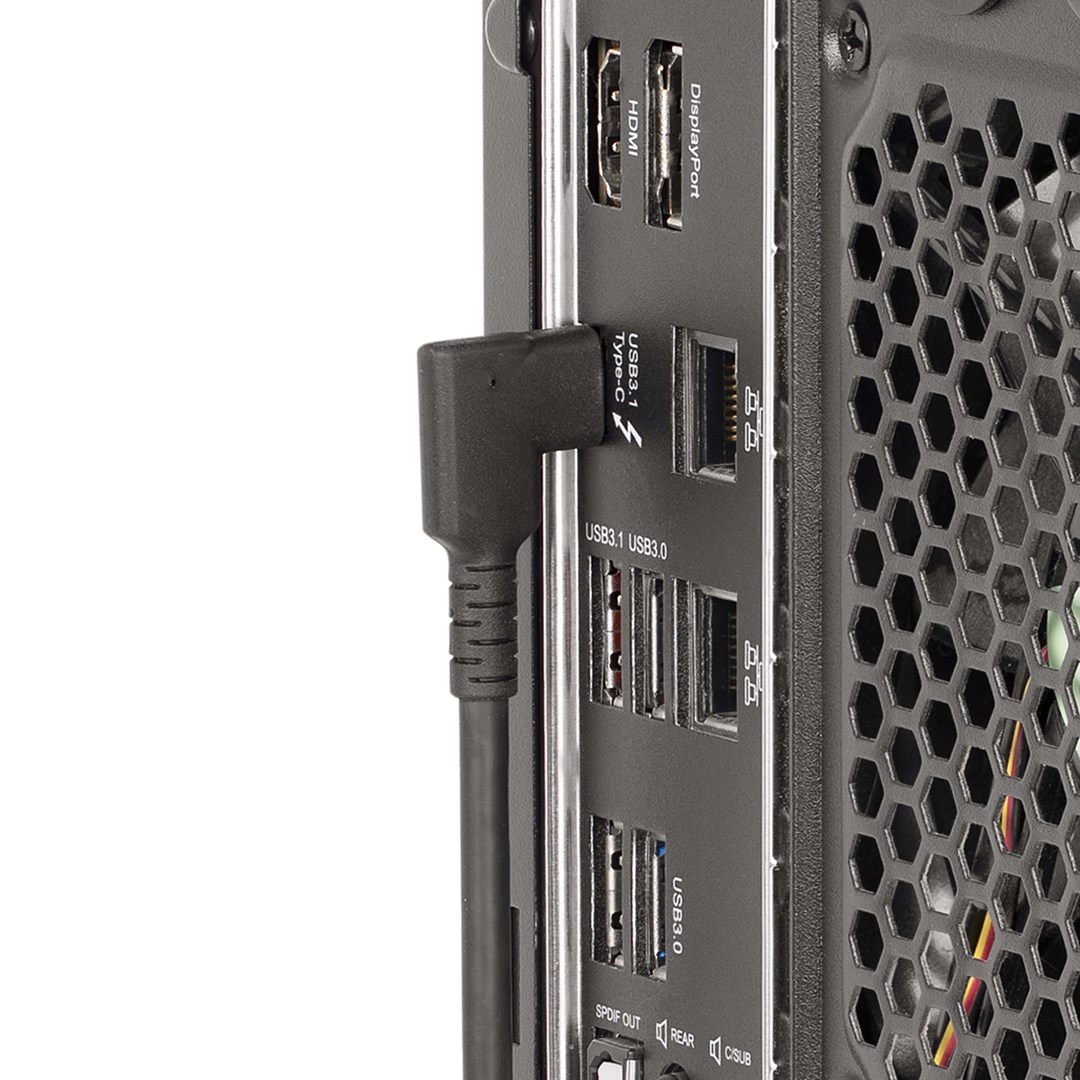 Kabllo Startech USB-C në USB-C, kënd 90 gradë, 10 Gbps, e zezë