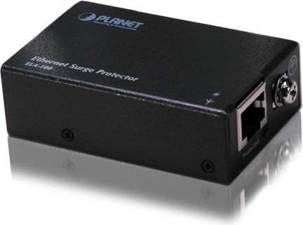 Mbrojtës rrufe PLANET ELA-100, për rrjet Ethernet 10/100/1000 Mbps, i zi