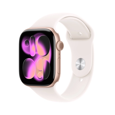 Apple Watch Series 11 GPS 46mm Rose Gold Aluminium Case with Light Blush Sport Band, S/M