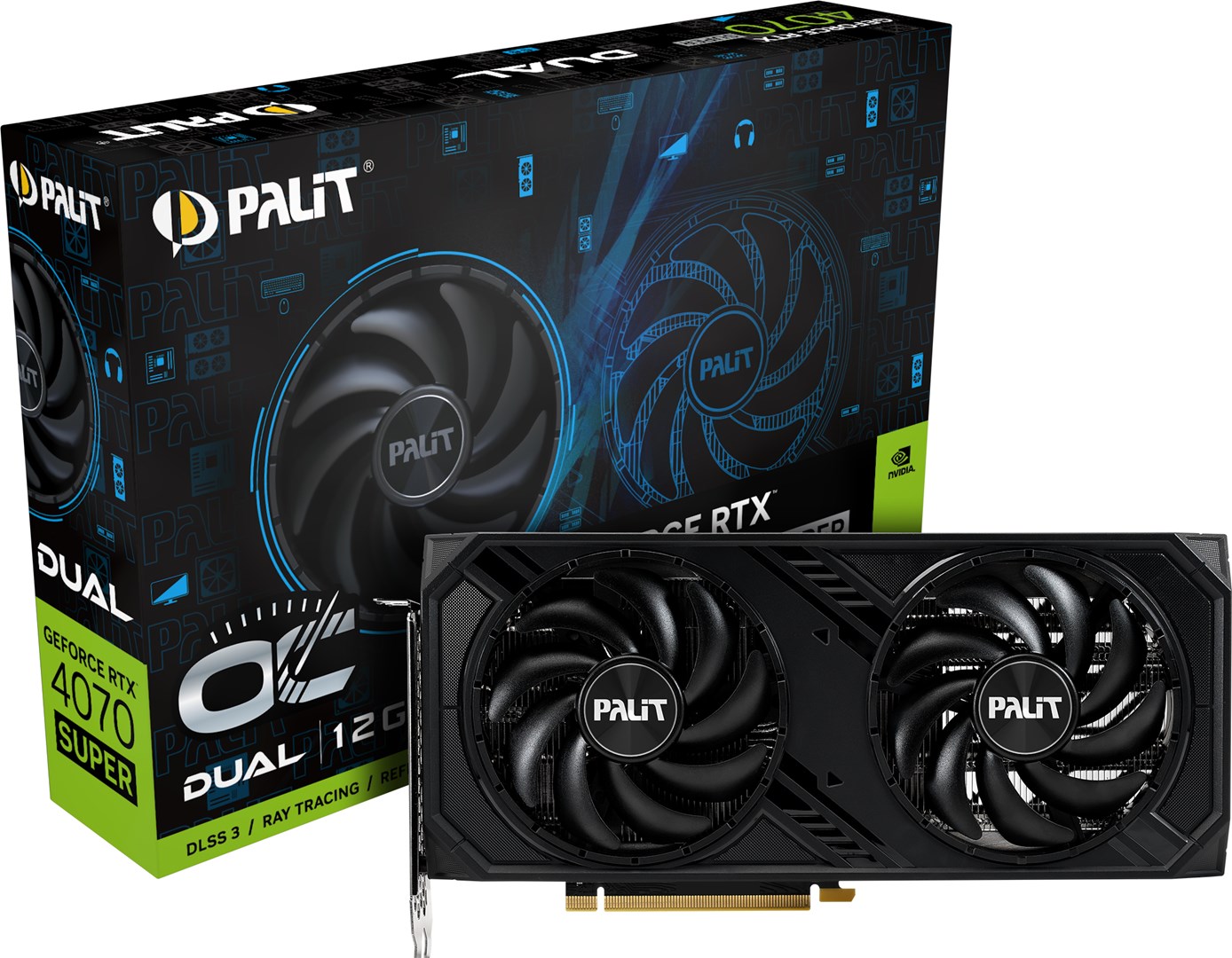 Kartë grafike PALiT NVIDIA GeForce RTX 4070 SUPER, 12 GB GDDR6X, NED407SS19K9-1043D