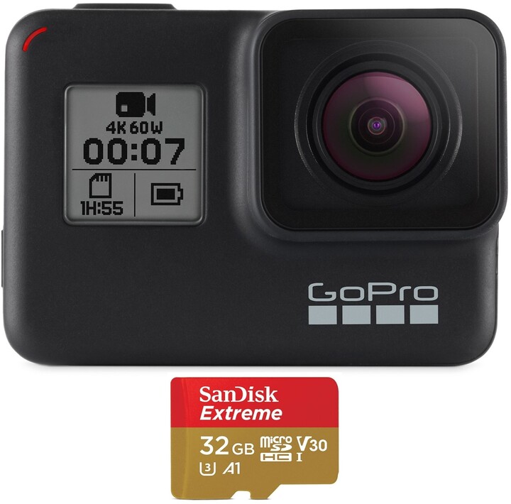 Videokamerë GoPro HERO7 Black, e zezë + kartë SD