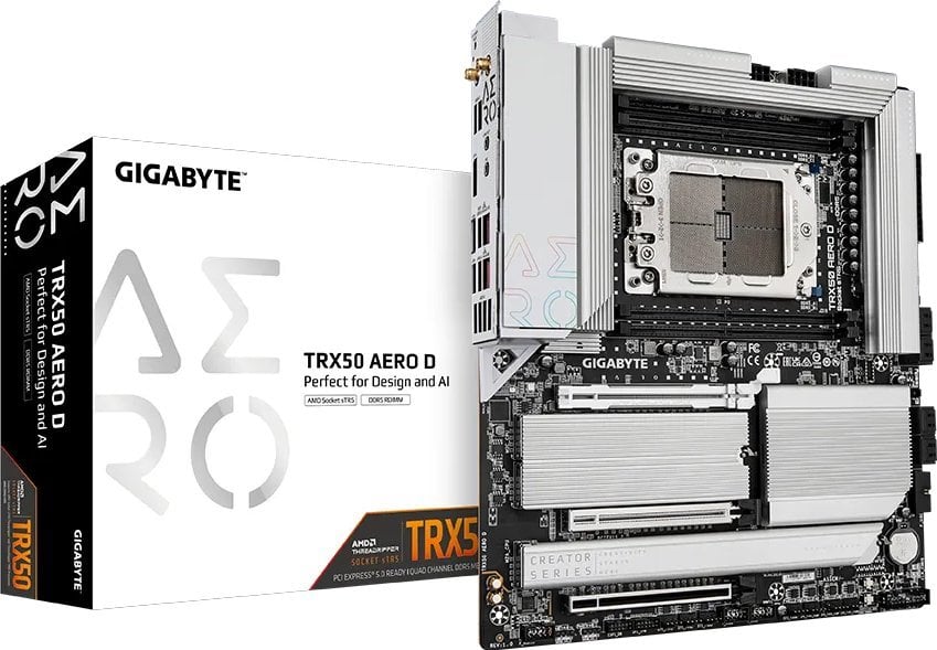 Pllakë amë Gigabyte TRX50 AERO D, AMD sTR5, DDR5, E-ATX Pllakë amë Gigabyte TRX50 AERO D, AMD sTR5, DDR5, E-ATX