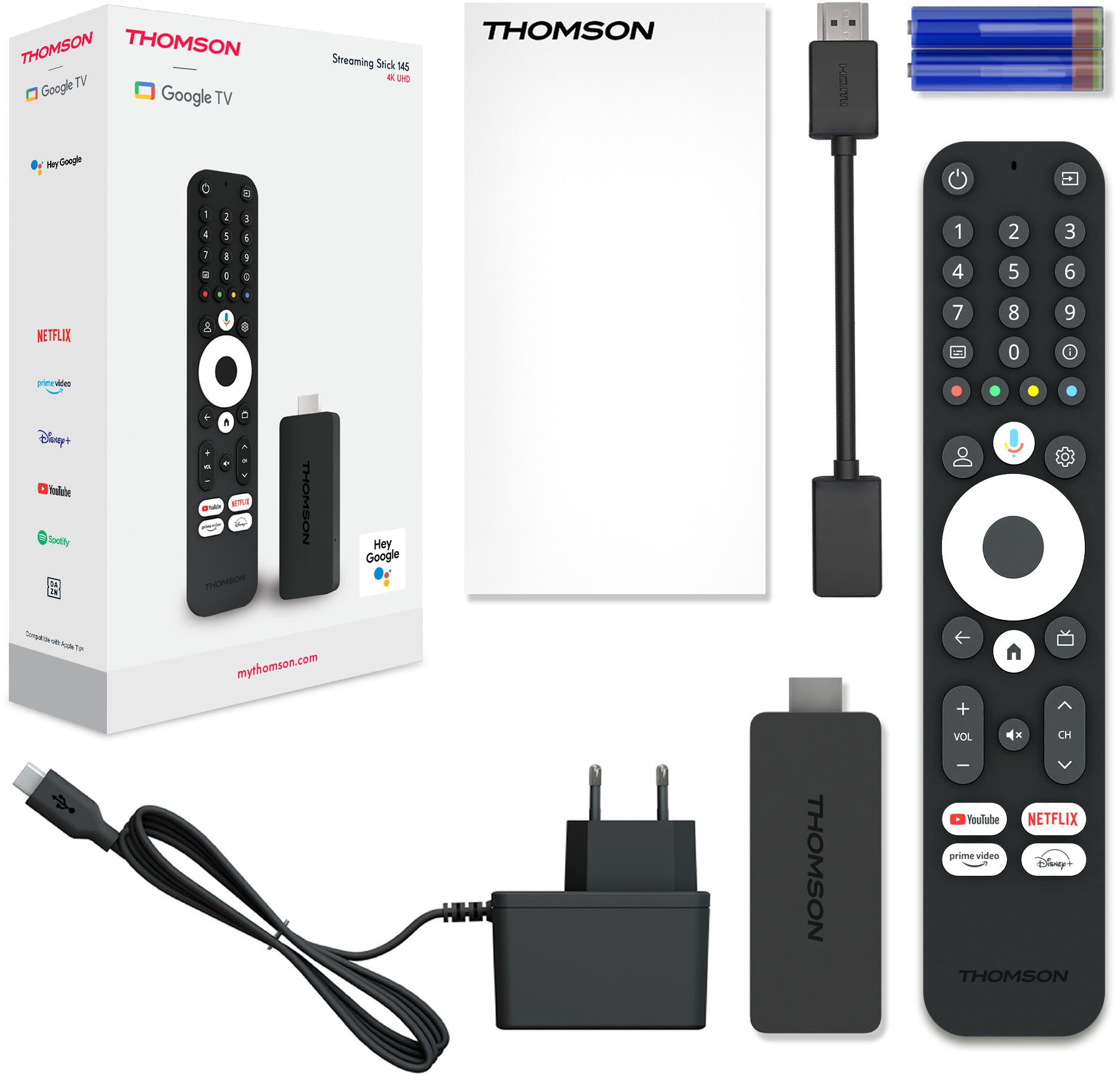 Мултимедијална пасарела Thomson 145G Stick, 4K, Google TV, црна