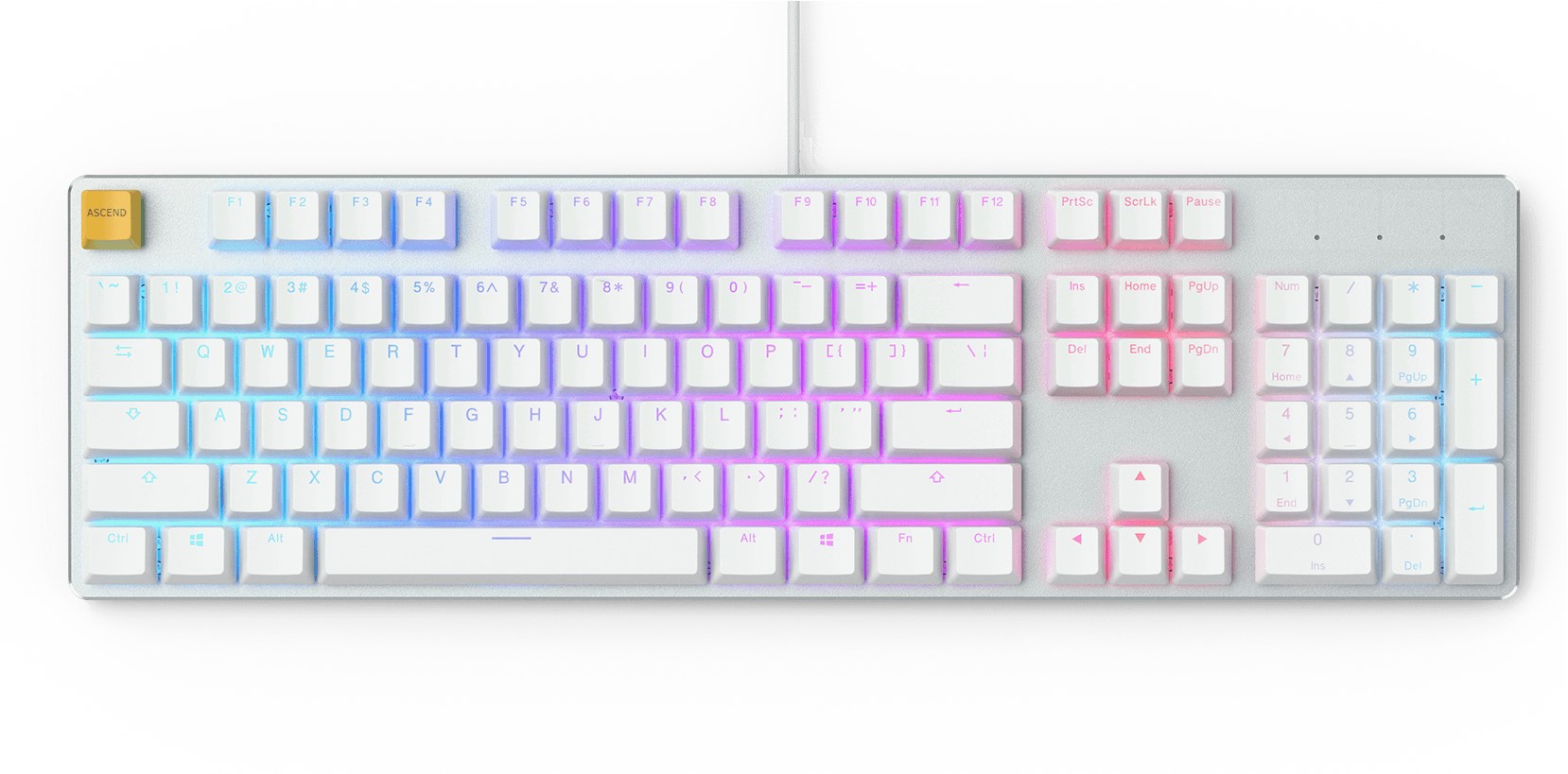 Tastierë mekanike Glorious GMMK Full Size, Snow, RGB, e bardhë