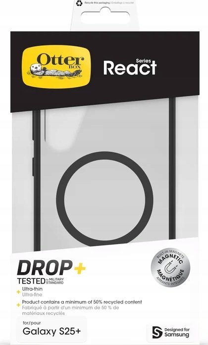 Kuti mbrojtëse Samsung OtterBox React me magnetë për Galaxy S25+, transparente