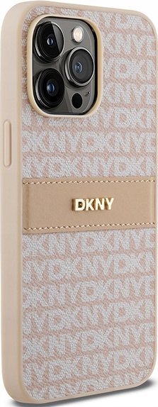 Mbulesë telefoni DKNY PU Leather Repeat Pattern Tonal Stripe, për iPhone 14 Pro, rozë
