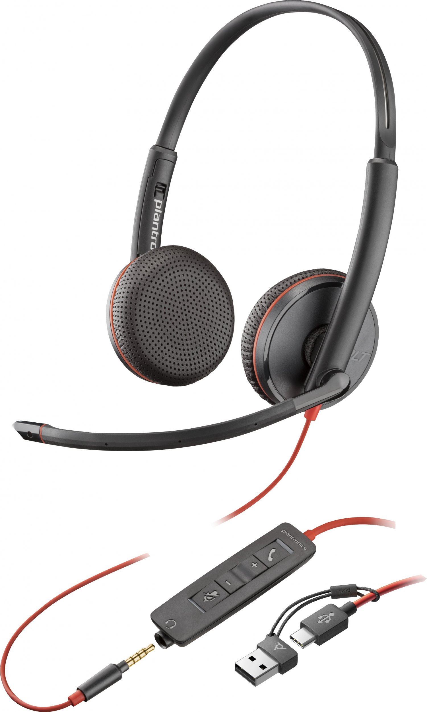 Kufje me mikrofon Poly Blackwire 3225, stereo, me kabllo, të zeza