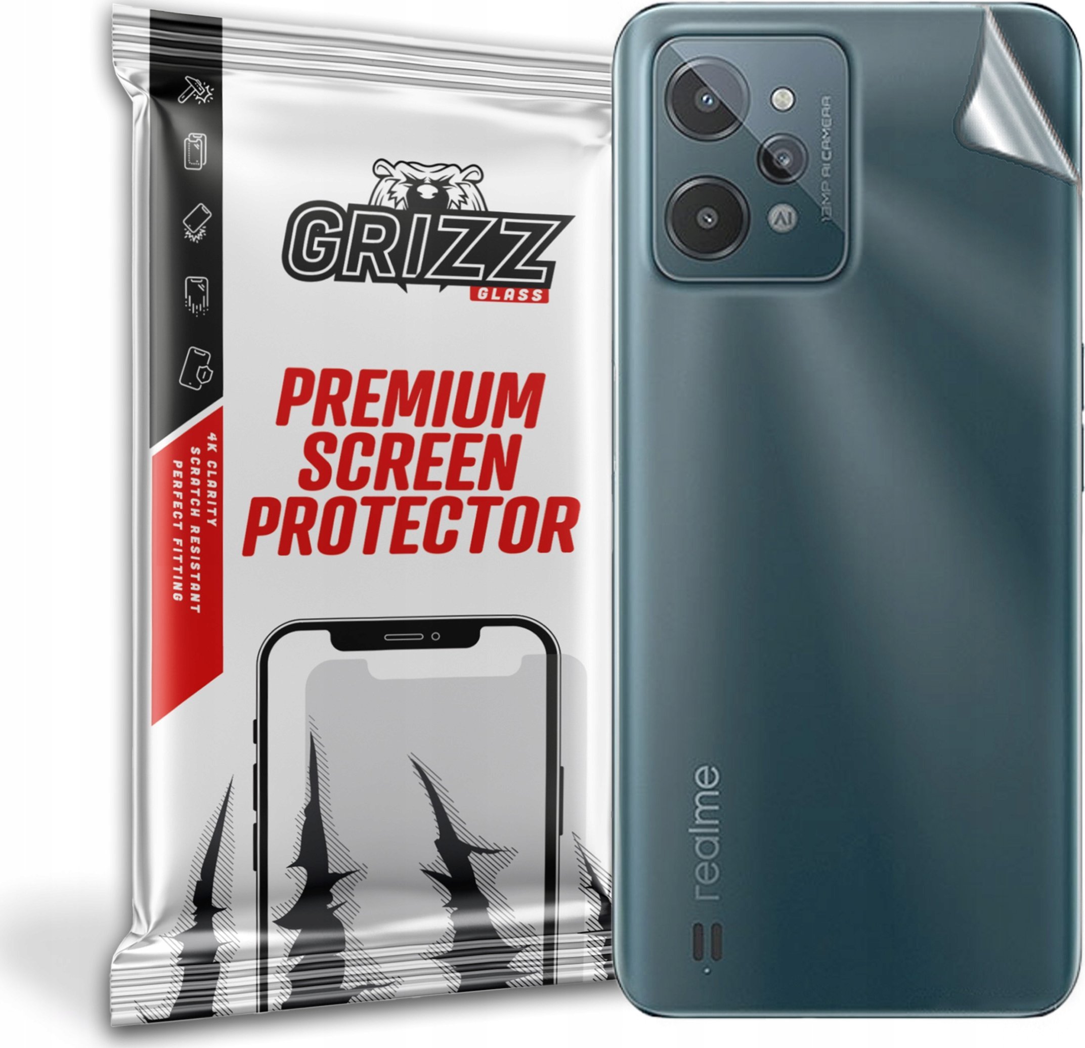 Mbrojtës pasme GrizzGlass për Realme C31, film fleksibël, transparent
