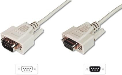 Kabllo Digitus DB-9 - DB-9, 5m, bezhë