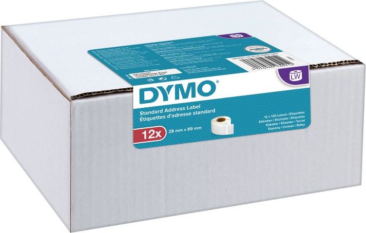 Etiketa standarde për adresa Dymo, 89x28mm, të bardha