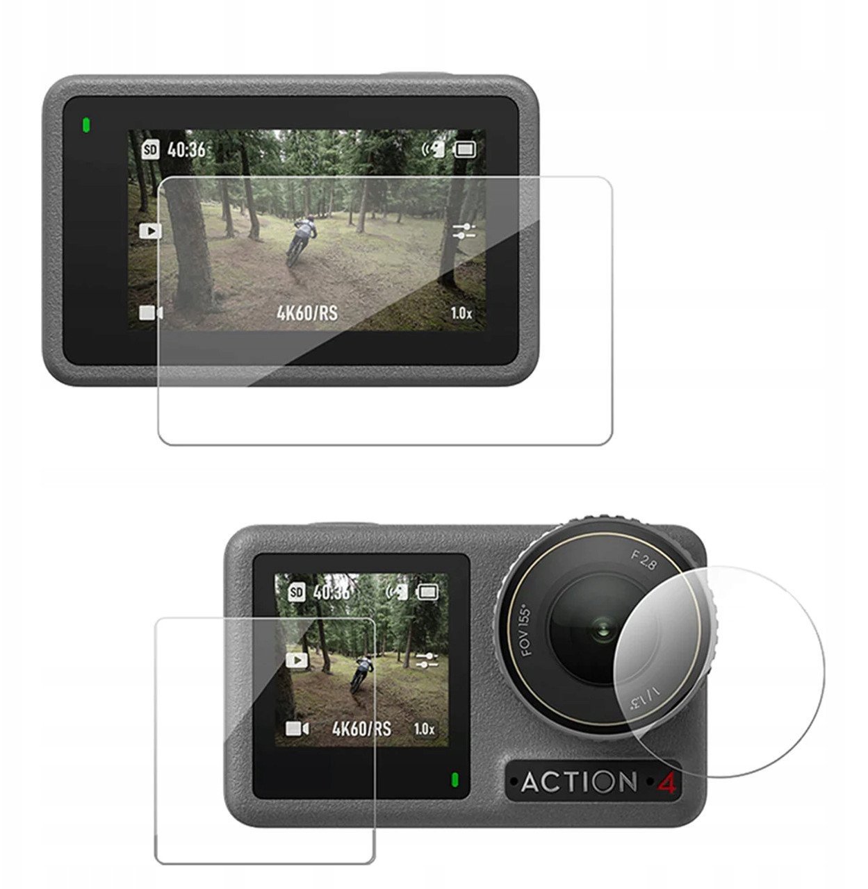 Qelq mbrojtës Telesin për DJI Osmo Action 5 4 3, set aksesorësh, transparent