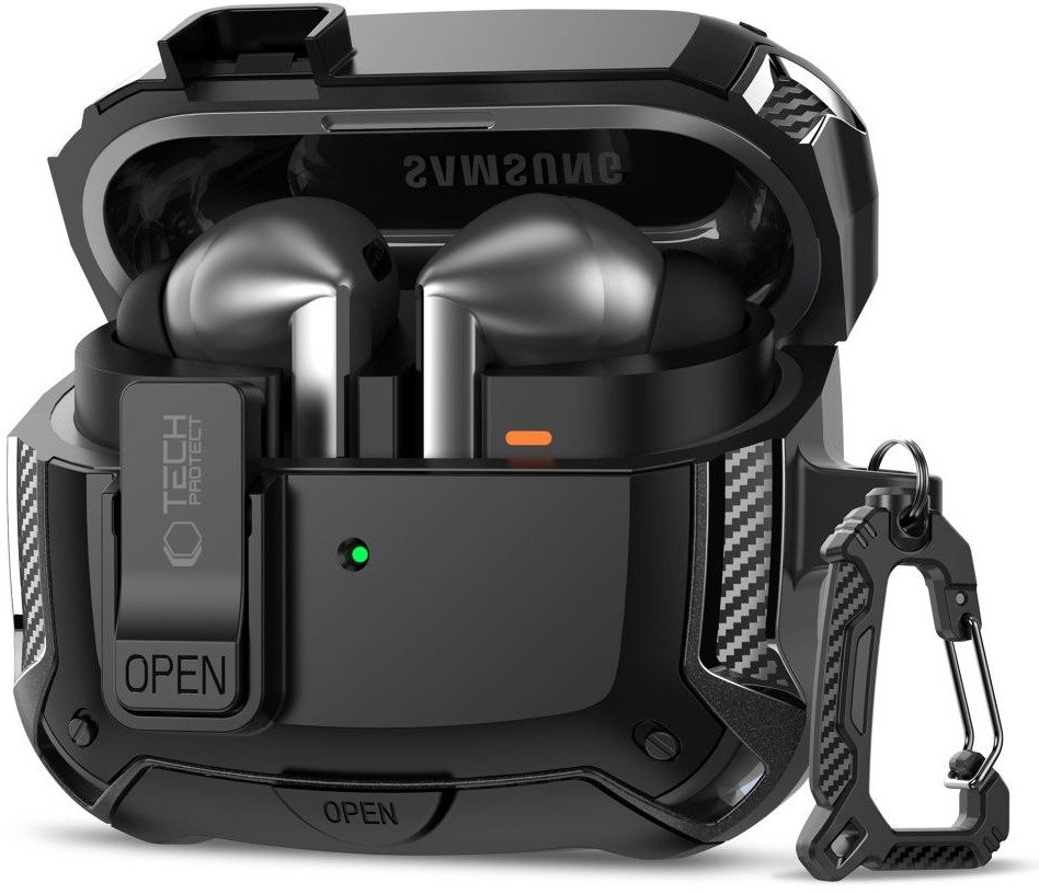 Futrollë për kufje Tech-Protect Carbonox Case, Samsung Galaxy Buds3 Buds3 Pro Buds3 FE, e zezë