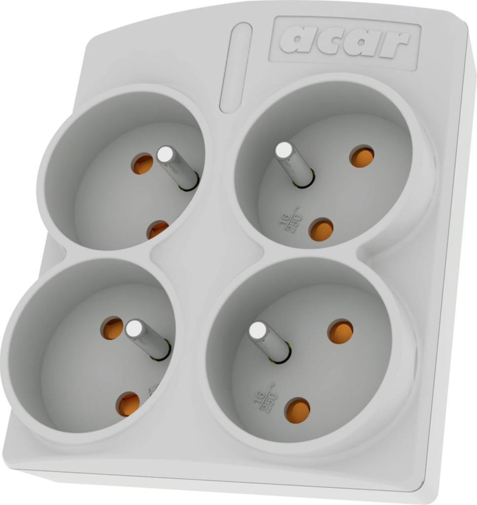 Shirit Energjie Acar X4 me Mbrojtje nga Mbingarkesa, 4 Rrjete, i Bardhë