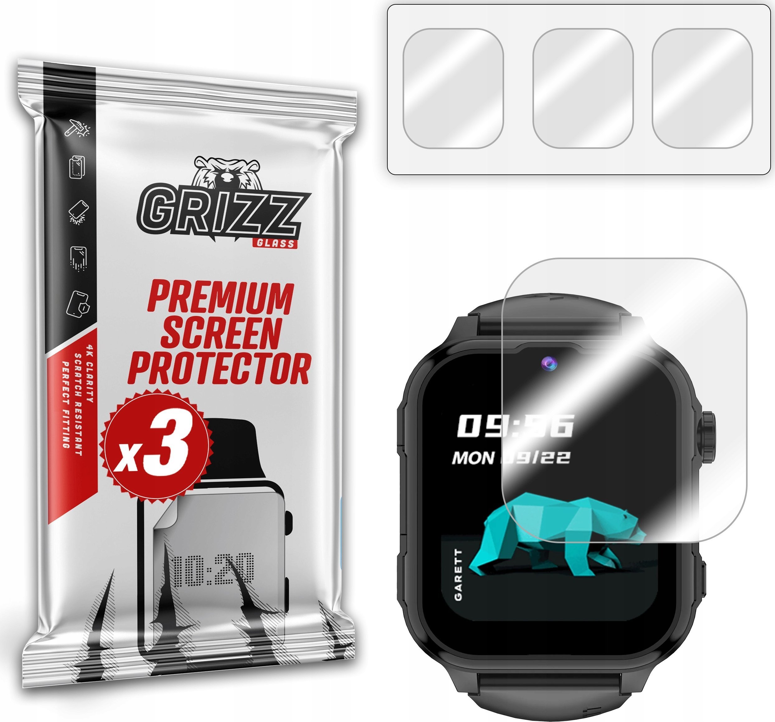 Fletë mbrojtëse ekrani Garett Kids Hero Pro 4G, 3 copë, hydrogel, transparente