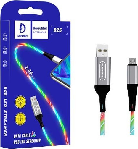 Kabllo USB Vega USB A në microUSB, 1 m, 2.4A, argjendtë