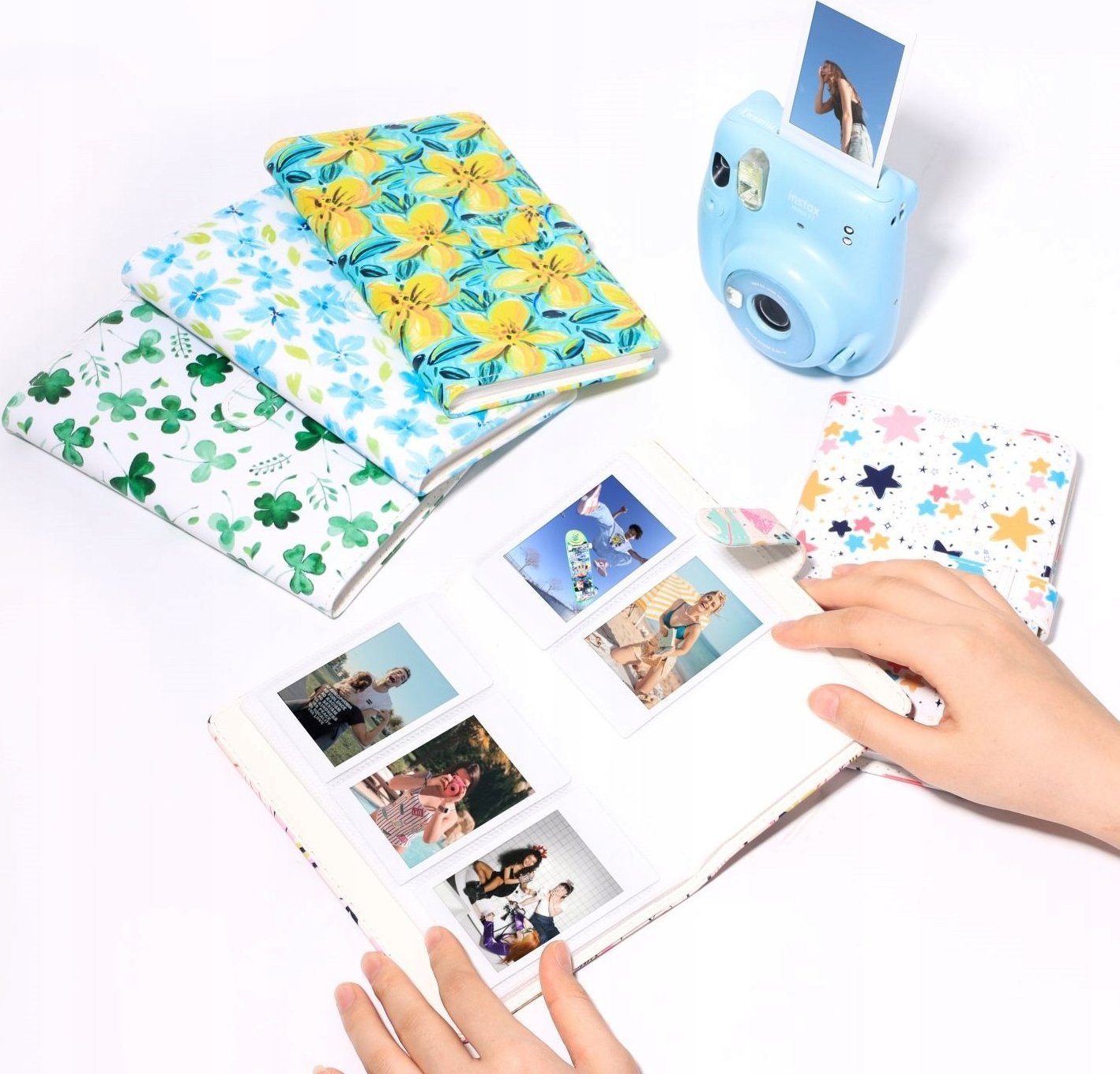 Set këllëf dhe album LoveInstant për Fujifilm Instax Mini 11, 96 foto, model Daffodils