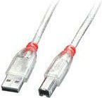 Kabllo Lindy USB-A - USB-B, 0.5m, transparente