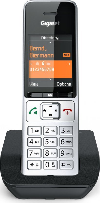 Telefoni fiks Gigaset COMFORT 500, analog, ekran 2.2", argjendtë e zi