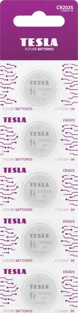 Bateri litium TESLA CR2025, 3V, set 5 copë