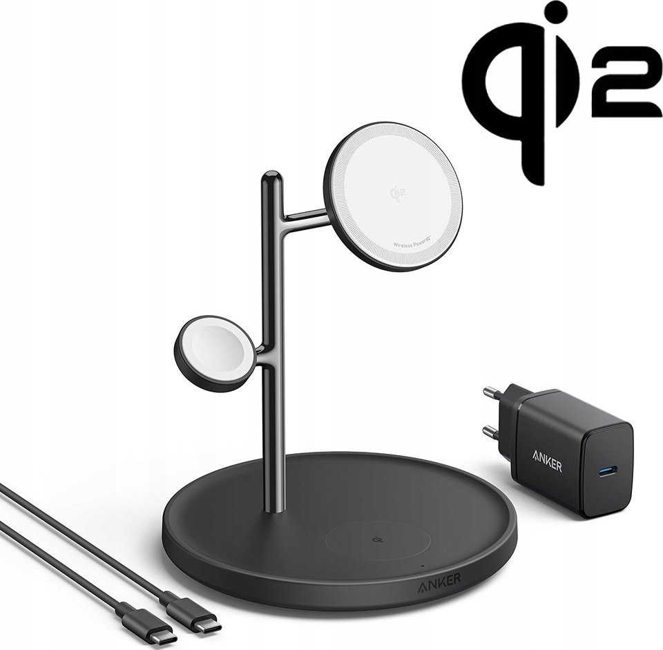 Stacion karikues magnetik Maggo 3 në 1, 15W, i zi