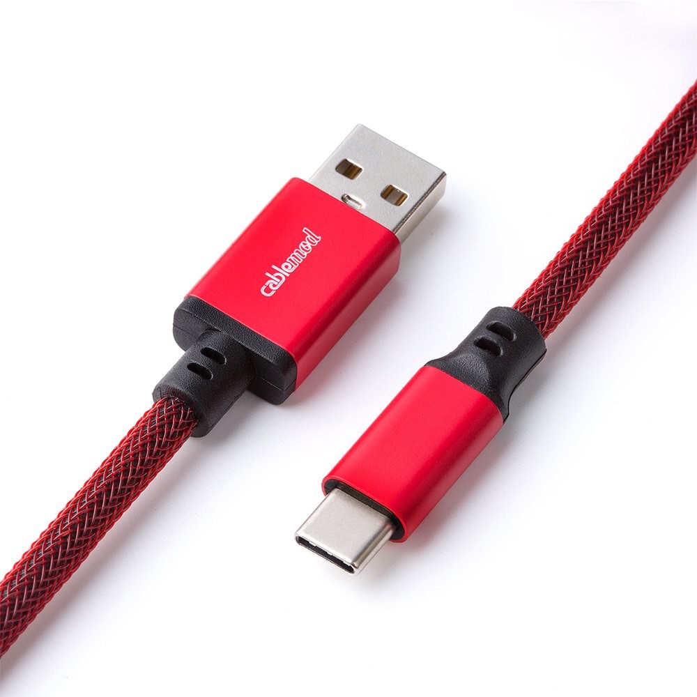 Kabllo CableMod Classic Coiled, USB A në USB-C, 150cm, e kuqe
