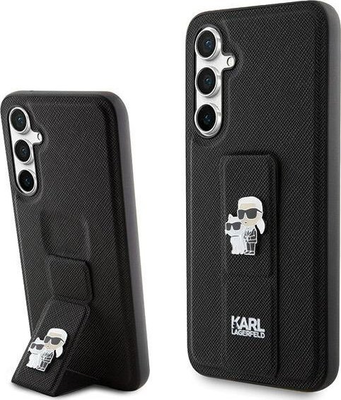 Mbulesë telefoni Karl Lagerfeld për Samsung Galaxy S23 FE, Saffiano Grip Stand, e zezë