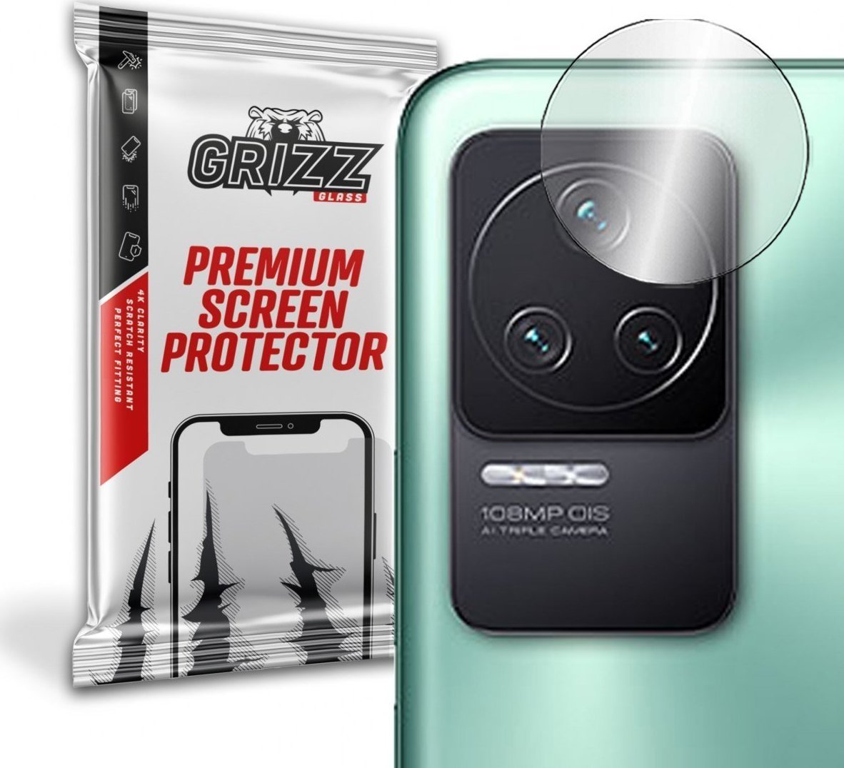 Заштита за камера GrizzGlass за Xiaomi Redmi K50 Pro, хибридно стакло, сет 2 парчиња, проѕирна